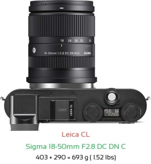Leica CL with Sigma 18-50mm F2.8 DC DN C Lens Size