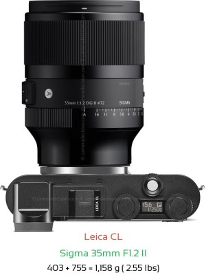 Leica CL with Sigma 35mm F1.2 II Lens Size