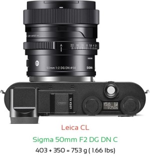 Leica CL with Sigma 50mm F2 C Lens Size