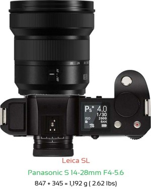 Leica SL with Panasonic S 14-28mm F4-5.6 Lens Size