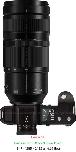 Leica SL with Panasonic 100-500mm f5-7.1 Lens Size