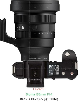 Leica SL with Sigma 135mm F1.4 Lens Size