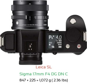 Leica SL with Sigma 17mm F4 DG DN C Lens Size