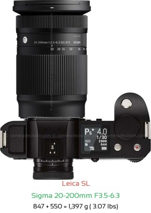 Leica SL with Sigma 20-200mm F3.5-6.3 Lens Size