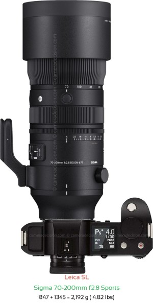 Leica SL with Sigma 70-200mm f2.8 Sports Lens Size