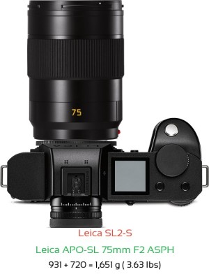Leica SL2-S with Leica APO-SL 75mm F2 ASPH Lens Size
