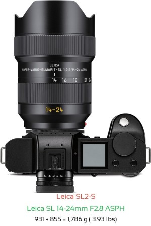 Leica SL2-S with Leica SL 14-24mm F2.8 ASPH Lens Size