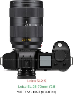 Leica SL2-S with Leica SL 28-70mm f2.8 Lens Size