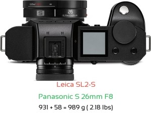 Leica SL2-S with Panasonic S 26mm F8 Lens Size