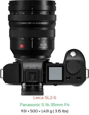 Leica SL2-S with Panasonic S 16-35mm F4 Lens Size