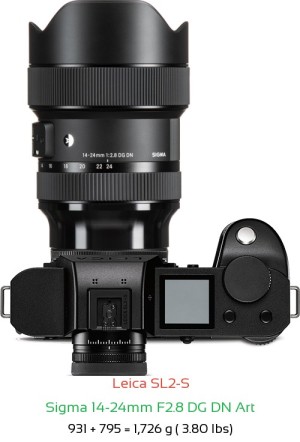 Leica SL2-S with Sigma 14-24mm F2.8 DG DN Art Lens Size