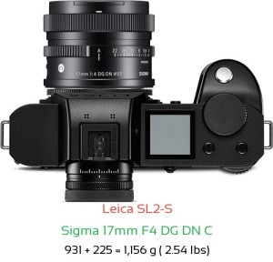 Leica SL2-S with Sigma 17mm F4 DG DN C Lens Size
