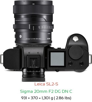 Leica SL2-S with Sigma 20mm F2 DG DN C Lens Size