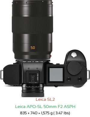 Leica SL2 with Leica APO-SL 50mm F2 ASPH Lens Size