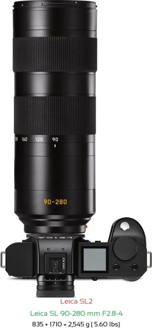 Leica SL2 with Leica SL 90-280 mm F2.8-4 Lens Size