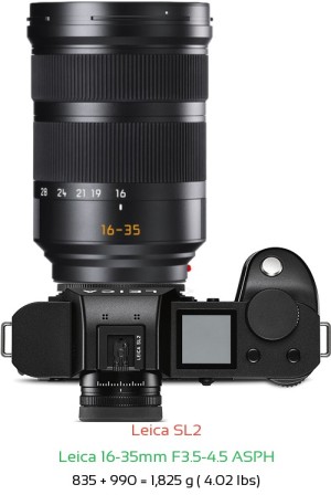 Leica SL2 with Leica 16-35mm F3.5-4.5 ASPH Lens Size