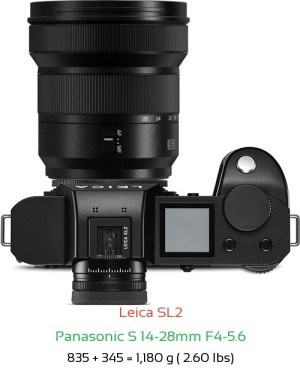 Leica SL2 with Panasonic S 14-28mm F4-5.6 Lens Size