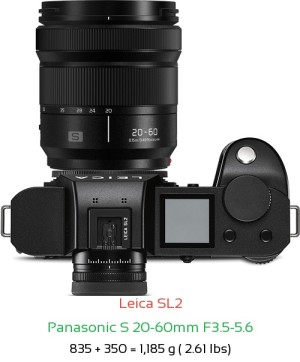 Leica SL2 with Panasonic S 20-60mm F3.5-5.6 Lens Size