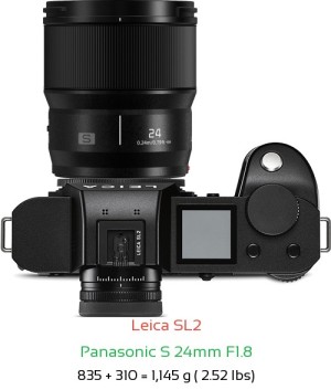 Leica SL2 with Panasonic S 24mm F1.8 Lens Size
