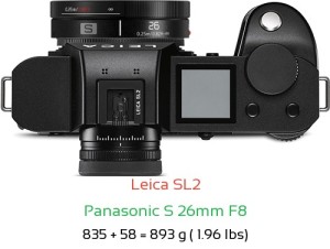 Leica SL2 with Panasonic S 26mm F8 Lens Size