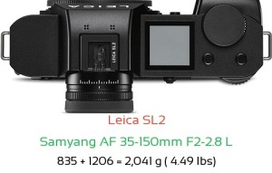 Leica SL2 with Samyang AF 35-150mm F2-2.8 L Lens Size