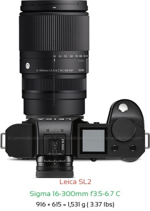 Leica SL2 with Sigma 16-300mm f3.5-6.7 C Lens Size