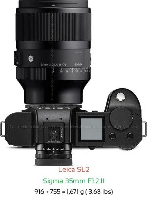 Leica SL2 with Sigma 35mm F1.2 II Lens Size