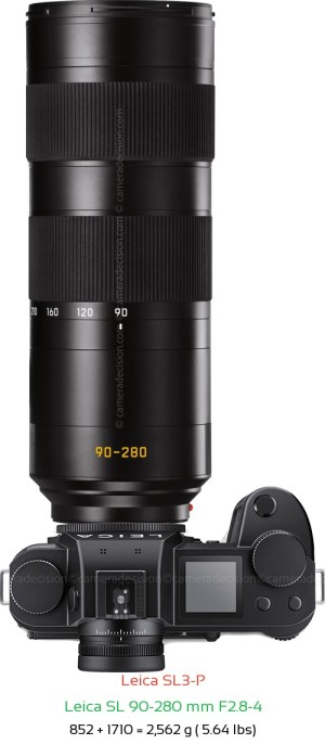 Leica SL3-P with Leica SL 90-280 mm F2.8-4 Lens Size