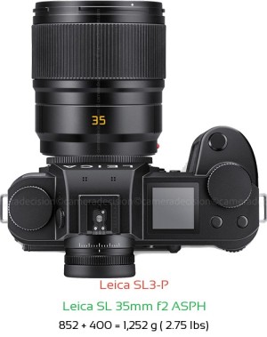 Leica SL3-P with Leica SL 35mm f2 ASPH Lens Size