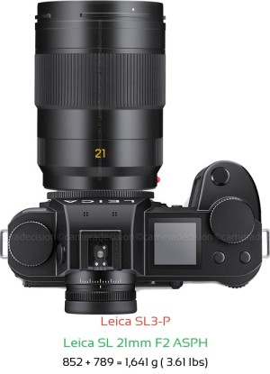 Leica SL3-P with Leica SL 21mm F2 ASPH Lens Size