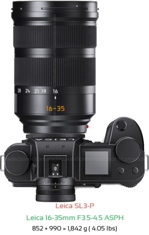 Leica SL3-P with Leica 16-35mm F3.5-4.5 ASPH Lens Size