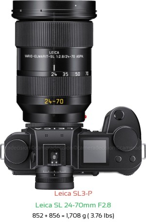 Leica SL3-P with Leica SL 24-70mm F2.8 Lens Size