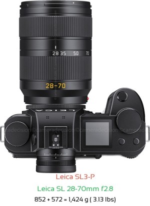 Leica SL3-P with Leica SL 28-70mm f2.8 Lens Size