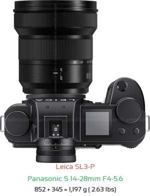 Leica SL3-P with Panasonic S 14-28mm F4-5.6 Lens Size