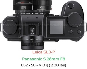 Leica SL3-P with Panasonic S 26mm F8 Lens Size