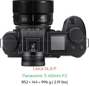 Leica SL3-P with Panasonic S 40mm F2 Lens Size
