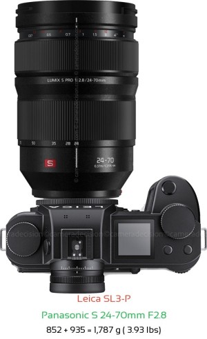 Leica SL3-P with Panasonic S 24-70mm F2.8 Lens Size
