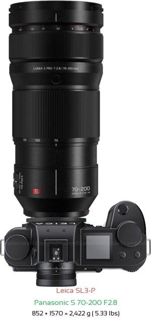 Leica SL3-P with Panasonic S 70-200 F2.8 Lens Size