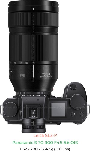 Leica SL3-P with Panasonic S 70-300 F4.5-5.6 OIS Lens Size