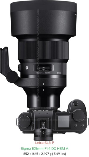 Leica SL3-P with Sigma 105mm F1.4 DG HSM A Lens Size