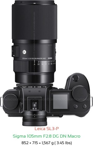 Leica SL3-P with Sigma 105mm F2.8 DG DN Macro Lens Size