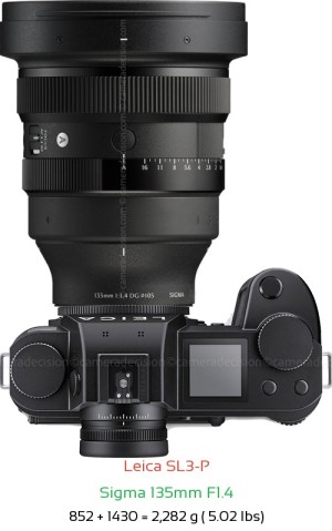 Leica SL3-P with Sigma 135mm F1.4 Lens Size