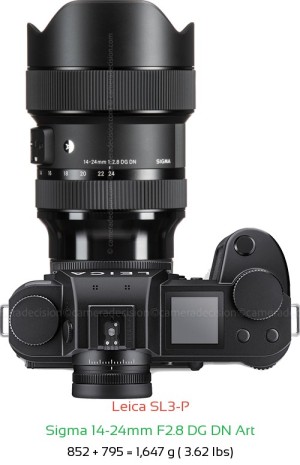 Leica SL3-P with Sigma 14-24mm F2.8 DG DN Art Lens Size