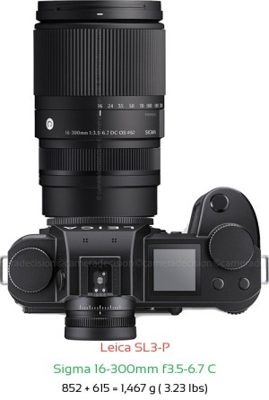Leica SL3-P with Sigma 16-300mm f3.5-6.7 C Lens Size