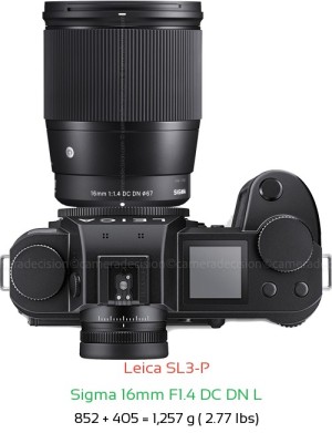 Leica SL3-P with Sigma 16mm F1.4 DC DN L Lens Size