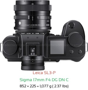 Leica SL3-P with Sigma 17mm F4 DG DN C Lens Size