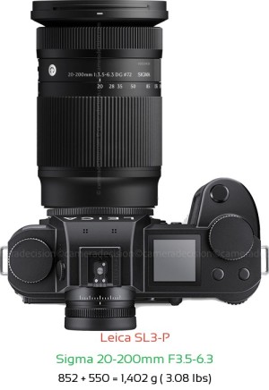 Leica SL3-P with Sigma 20-200mm F3.5-6.3 Lens Size