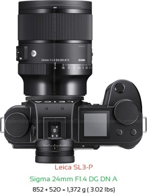 Leica SL3-P with Sigma 24mm F1.4 DG DN A Lens Size