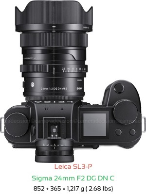 Leica SL3-P with Sigma 24mm F2 DG DN C Lens Size