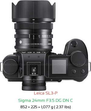 Leica SL3-P with Sigma 24mm F3.5 DG DN C Lens Size